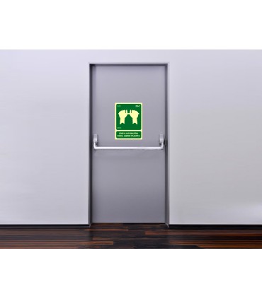 Pictograma archivo 2000 empujar barra para abrir puerta pvc verde luminiscente 224x300 mm