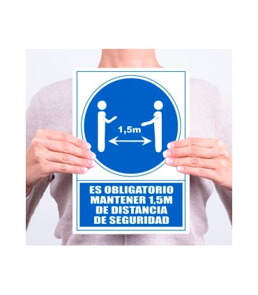 Pictograma archivo 2000 obligatorio mantener 15 m de distancia de seguridad pvc color azul 210x297 mm