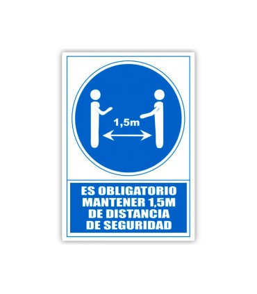 Pictograma archivo 2000 obligatorio mantener 15 m de distancia de seguridad pvc color azul 210x297 mm