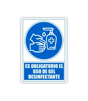 Pictograma archivo 2000 obligatorio el uso de gel desinfectante pvc color azul 210x297 mm