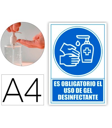 Pictograma archivo 2000 obligatorio el uso de gel desinfectante pvc color azul 210x297 mm