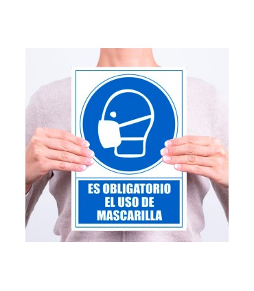 Pictograma archivo 2000 obligatorio el uso de mascarilla pvc color azul 210x297 mm