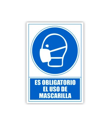 Pictograma archivo 2000 obligatorio el uso de mascarilla pvc color azul 210x297 mm