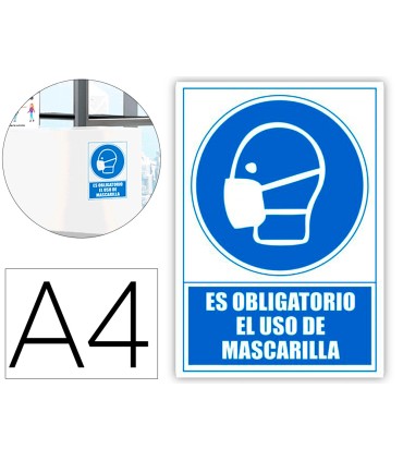 Pictograma archivo 2000 obligatorio el uso de mascarilla pvc color azul 210x297 mm