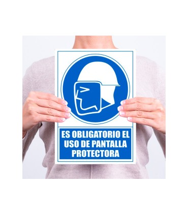 Pictograma archivo 2000 obligatorio uso de pantalla protectora pvc color azul 210x297 mm