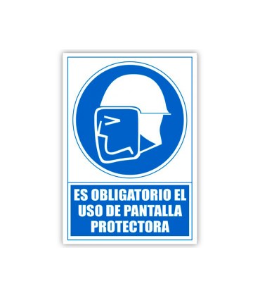 Pictograma archivo 2000 obligatorio uso de pantalla protectora pvc color azul 210x297 mm