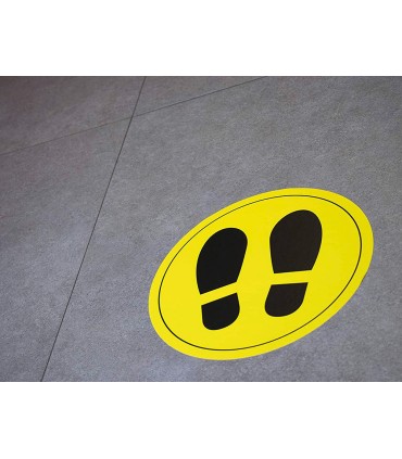 Circulo de senalizacion adhesivo apli para suelo pvc 100 mc pies color amarillo negro diametro 30 cm