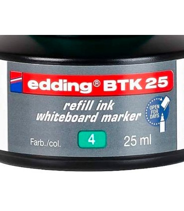 Tinta rotulador edding pizarra blanca btk 25 color verde bote 25 ml