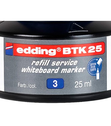 Tinta rotulador edding pizarra blanca btk 25 color azul bote 25 ml