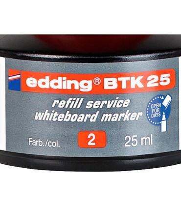 Tinta rotulador edding pizarra blanca btk 25 color rojo bote 25 ml