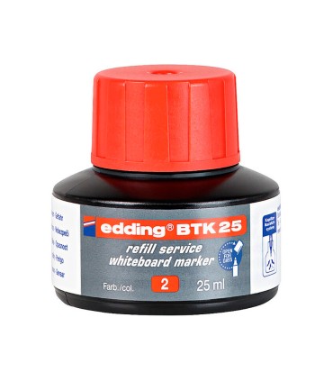 Tinta rotulador edding pizarra blanca btk 25 color rojo bote 25 ml