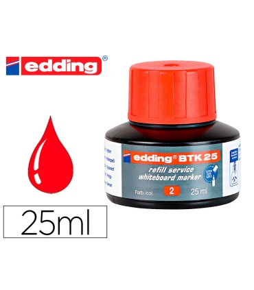 Tinta rotulador edding pizarra blanca btk 25 color rojo bote 25 ml