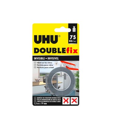 Cinta adhesiva uhu doublefix invisible doble cara extra fuerte 15 mt x 19 mm