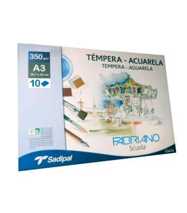 Bloc dibujo acuarela sadipal fabriano espiral din a3 10 hojas 350 g m2 grano suave