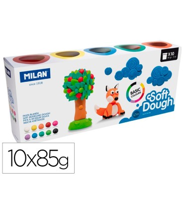 Pasta milan para modelar soft dough basic 85 g caja de 10 botes colores surtidos