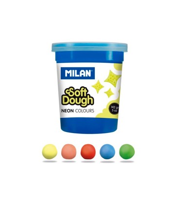 Pasta milan para modelar soft dough neon caja de 5 botes colores surtidos 142 g