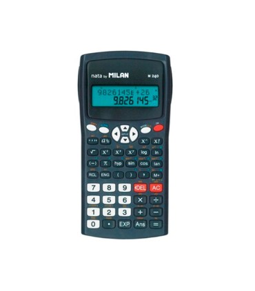 Calculadora milan cientifica m240 black 2 lineas 240 funciones 102 digitos color negra con tapa color gris