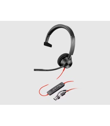 Auricular plantronics blackwire 3310 diadema monoaural cable usb c a con microfono