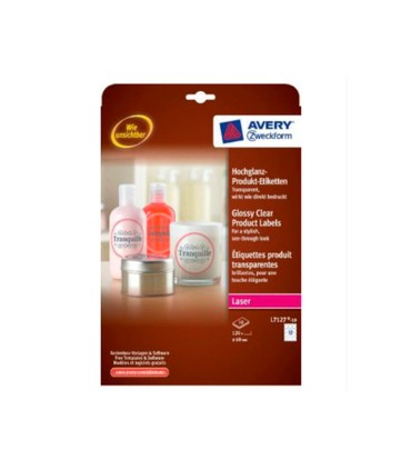 Etiqueta adhesiva avery brillante invisible redonda laser 60 mm caja de 120 unidades