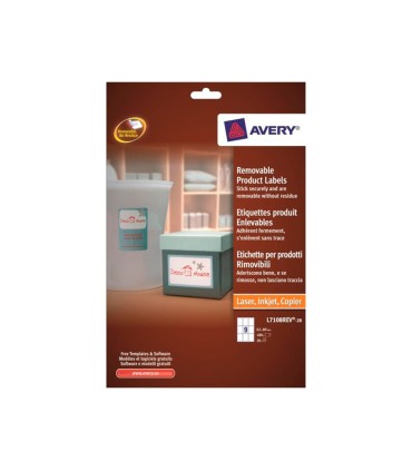 Etiqueta adhesiva avery removible para impresora laser inyeccion tinta fotocopiadora blanca 62x89 mm