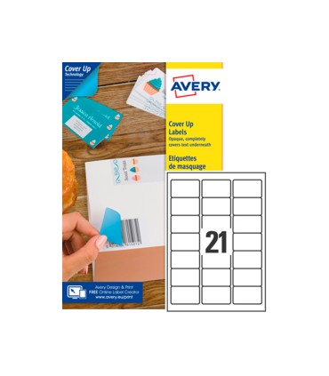 Etiqueta adhesiva cubriente avery permanente para impresora laser blanca 635x 381 mm caja de 525 unidades