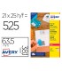 Etiqueta adhesiva cubriente avery permanente para impresora laser blanca 635x 381 mm caja de 525 unidades