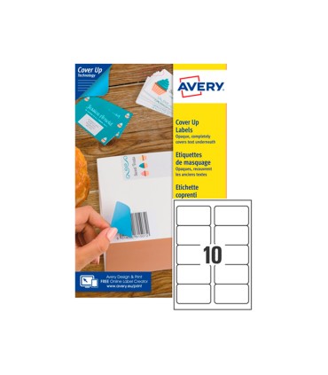 Etiqueta adhesiva cubriente avery permanente para impresora laser blanca 991x57 mm caja de 250 unidades