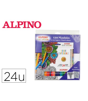 Set de dibujo alpino color experience 24 lapices de colores y libro de 120 mandalas