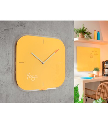 Reloj leitz cosy de pared silencioso cristal 30x30 cm amarillo