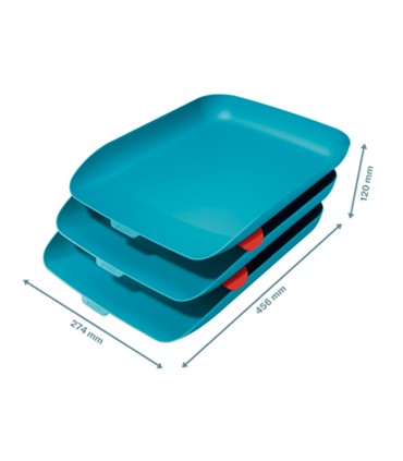 Bandeja sobremesa plastico leitz cosy set de 3 unidades azul 274x120x456 mm