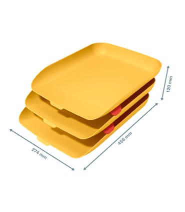 Bandeja sobremesa plastico leitz cosy set de 3 unidades amarillo 274x120x456 mm