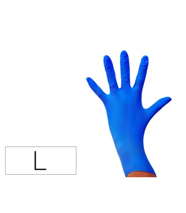 Guantes de nitrilo desechable sensitive sin polvo talla l grande color azul caja de 100 unidades