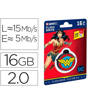 Memoria usb emtec flash 16 gb usb 20 collector wonder woman