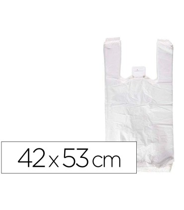 Bolsa camiseta reciclada 70 blanca 50 mc 42x53 cm apta legislacion de bolsas 2021