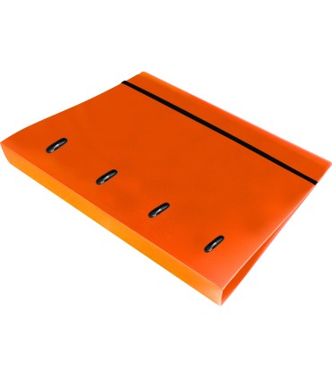 Carpeta con recambio liderpapel a4 cuadro 5mm 100 hojas 80g polipropileno 4 anillas 40mm naranja fluor