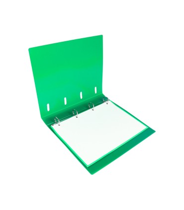 Carpeta con recambio liderpapel a4 cuadro 5mm 100 hojas 80g polipropileno 4 anillas 40mm verde translucido