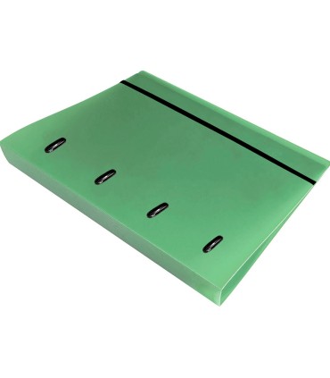 Carpeta con recambio liderpapel a4 cuadro 5mm 100 hojas 80g polipropileno 4 anillas 25mm color verde