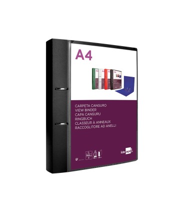 Carpeta liderpapel canguro 2 anillas 40 mm mixtas polipropileno din a4 negro opaco