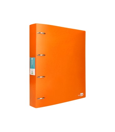 Carpeta liderpapel 4 anillas mixtas 40 mm polipropileno din a4 naranja fluor opaco