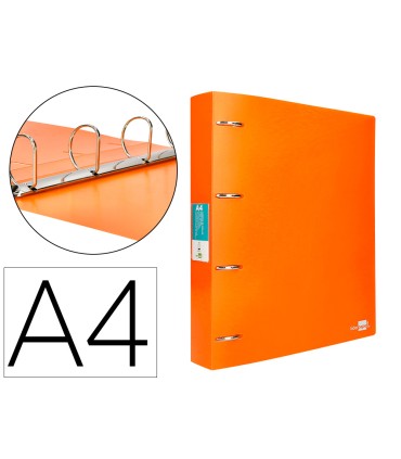 Carpeta liderpapel 4 anillas mixtas 40 mm polipropileno din a4 naranja fluor opaco