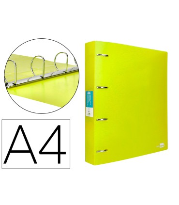 Carpeta liderpapel 4 anillas mixtas 40 mm polipropileno din a4 amarillo fluor opaco