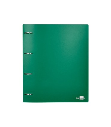 Carpeta liderpapel 4 anillas mixtas 40 mm polipropileno din a4 verde translucido