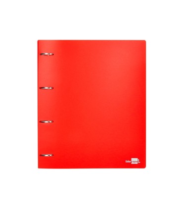 Carpeta liderpapel 4 anillas mixtas 40 mm polipropileno din a4 rojo translucido