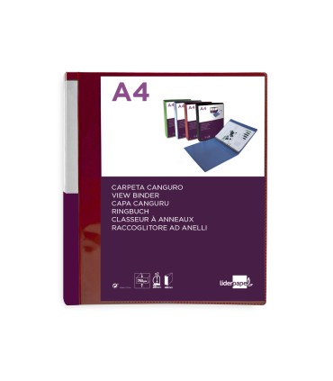 Carpeta liderpapel canguro 2 anillas 25 mm mixtas polipropileno din a4 rojo translucido