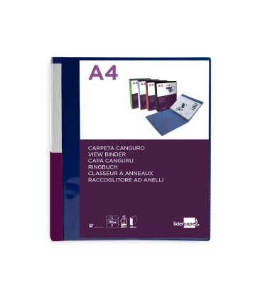 Carpeta liderpapel canguro 2 anillas 25 mm mixtas polipropileno din a4 azul translucido