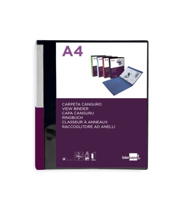 Carpeta liderpapel canguro 2 anillas 25 mm mixtas polipropileno din a4 negro opaco