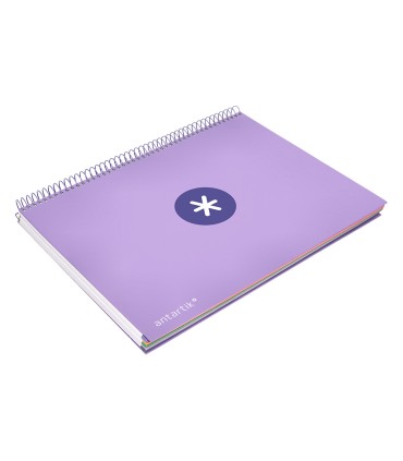 Cuaderno espiral liderpapel a4 micro antartik tapa forrada 120h 100 gr horizontal 5 banda4 taladros color lavanda