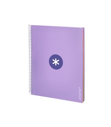 Cuaderno espiral liderpapel a4 micro antartik tapa forrada 120h 100 gr horizontal 5 banda4 taladros color lavanda