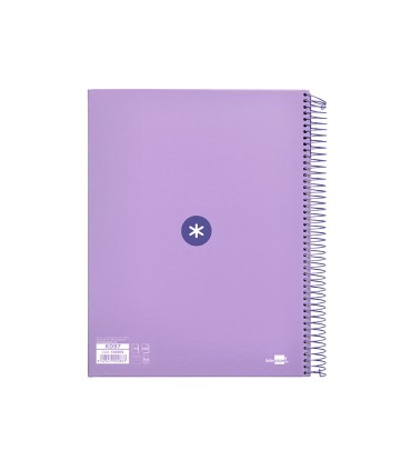 Cuaderno espiral liderpapel a4 micro antartik tapa forrada 120h 100 gr horizontal 5 banda4 taladros color lavanda