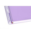 Cuaderno espiral liderpapel a4 micro antartik tapa forrada 120h 100 gr horizontal 5 banda4 taladros color lavanda